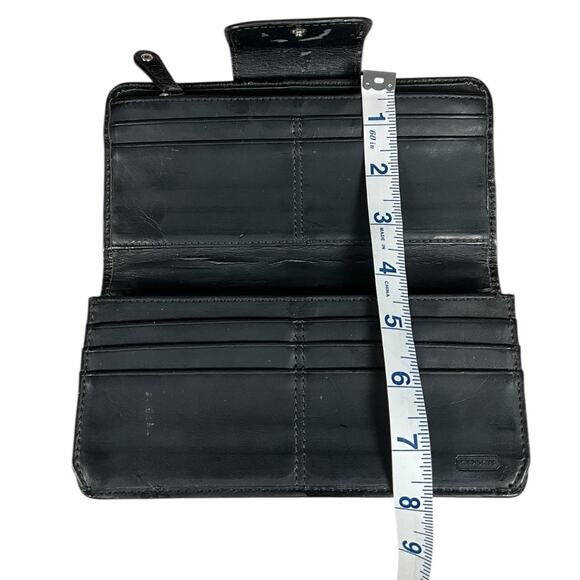 Y2K Coach Signature Accordion Wallet Black Tan Vintage Leather Trim designer - Picture 12 of 12